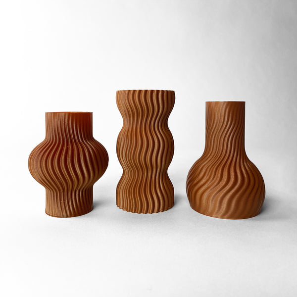 TRIO MINI VASOS ONDA - É Pedra Ateliê