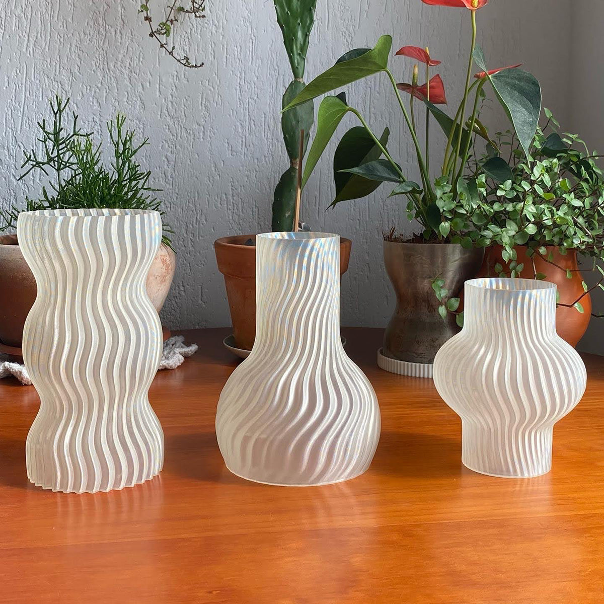 TRIO DE VASOS ONDA - É Pedra Ateliê